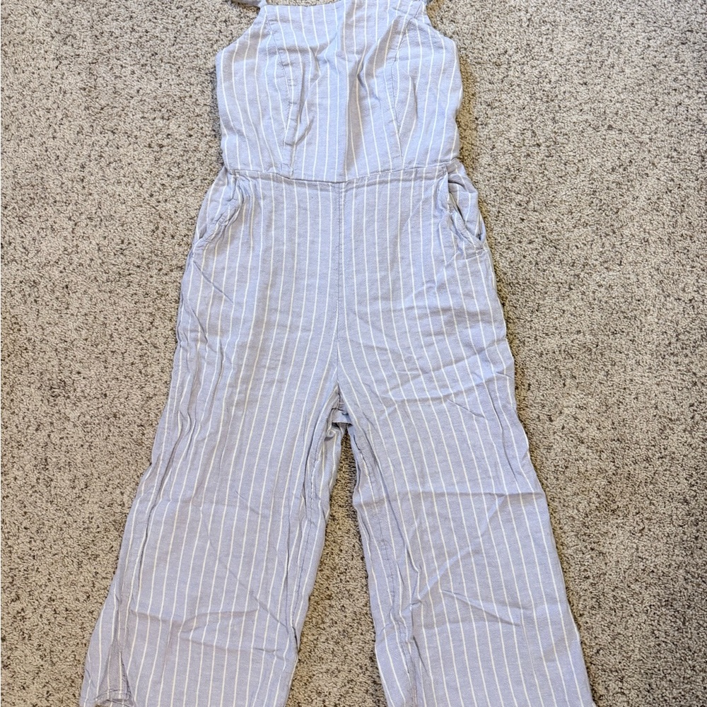 Old Navy Light Purple & White Striped Jumpsuit